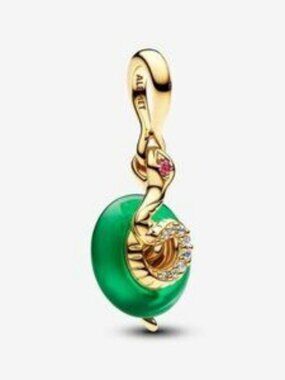 Pandora Snake Green Murano Glass Dangle Charm